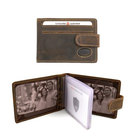 Bőr kártyatartó RFID fekvő csatos antik barna 18 db kártyához Giorgio Carelli