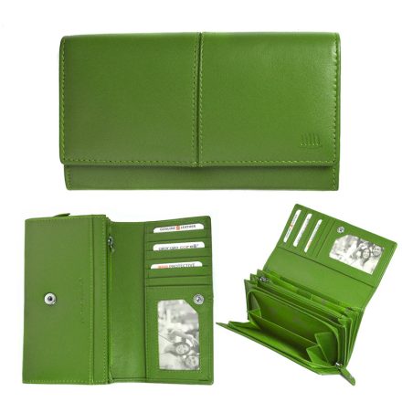 Giorgio Carelli női bőr pénztárca nagy fekvő zöld