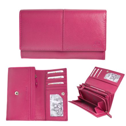 Giorgio Carelli női bőr pénztárca nagy fekvő rózsaszín