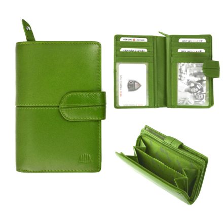 Giorgio Carelli női bőr pénztárca nagyméretű álló csatos zöld
