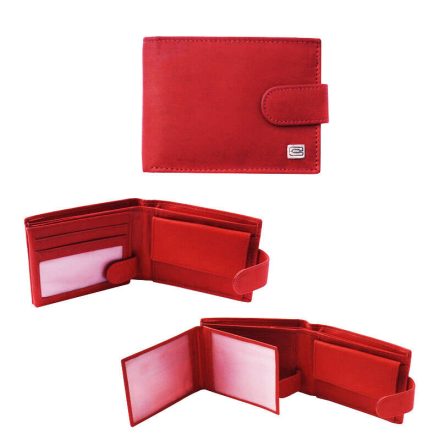 Choice női bőr pénztárca mini csatos fekvő piros