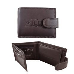 Férfi bőr pénztárca Always Wild minimalista csatos barna 