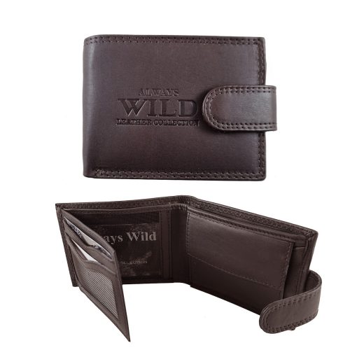Férfi bőr pénztárca Always Wild minimalista csatos barna 