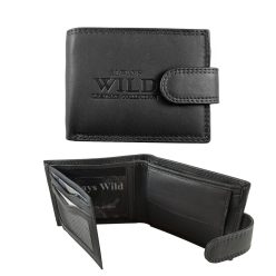 Férfi bőr pénztárca Always Wild minimalista csatos fekete