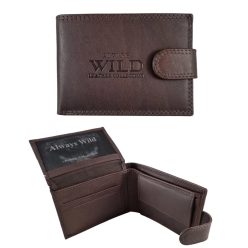 Férfi bőr pénztárca Always Wild kisméretű csatos barna 