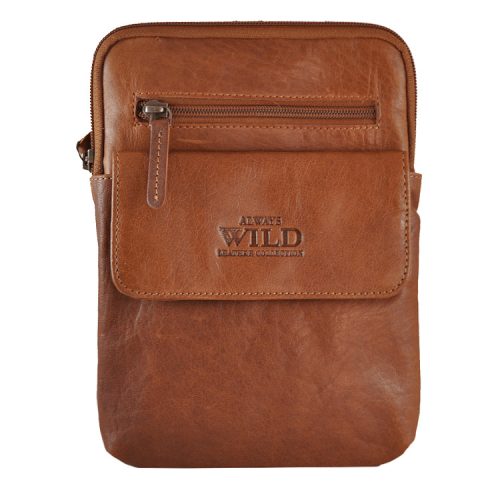 Férfi bőr válltáska kicsi Always Wild cognac barna