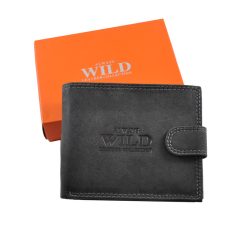 Férfi bőr pénztárca Always Wild fekvő csatos fekete