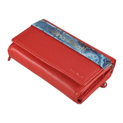 Női bőr pénztárca nagyméretű piros Gina Monti kártyatartós RFID