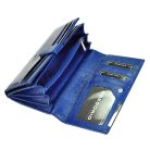 Női lakkbőr pénztárca nagyméretű Gregorio krokó mintás RFID kék