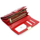 Női lakkbőr pénztárca nagyméretű Gregorio RFID pillangó mintás piros