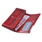 Női lakkbőr pénztárca nagyméretű Gregorio krokó mintás RFID piros