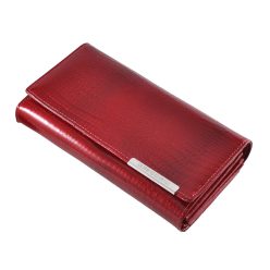Női lakkbőr pénztárca nagyméretű Gregorio RFID pillangó mintás piros