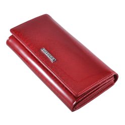 Női lakkbőr pénztárca nagyméretű Gregorio hullám mintás RFID fekete