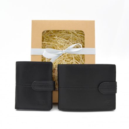 Férfi bőr pénztárca és kártyatartó ajándékcsomag fekete Giorgio Carelli + ajándék díszdoboz